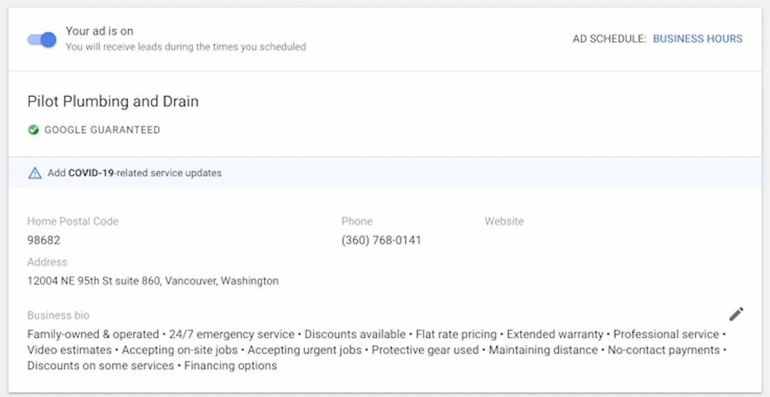 Local Service Ads — walkthrough screenshot