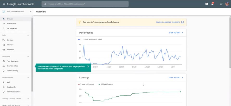 Google Search Console — walkthrough screenshot
